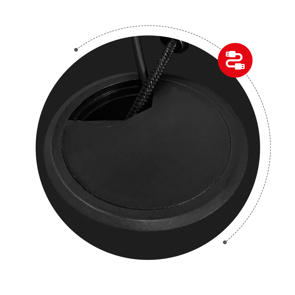 Wloty na przewody w blacie biurka Hero 1.8