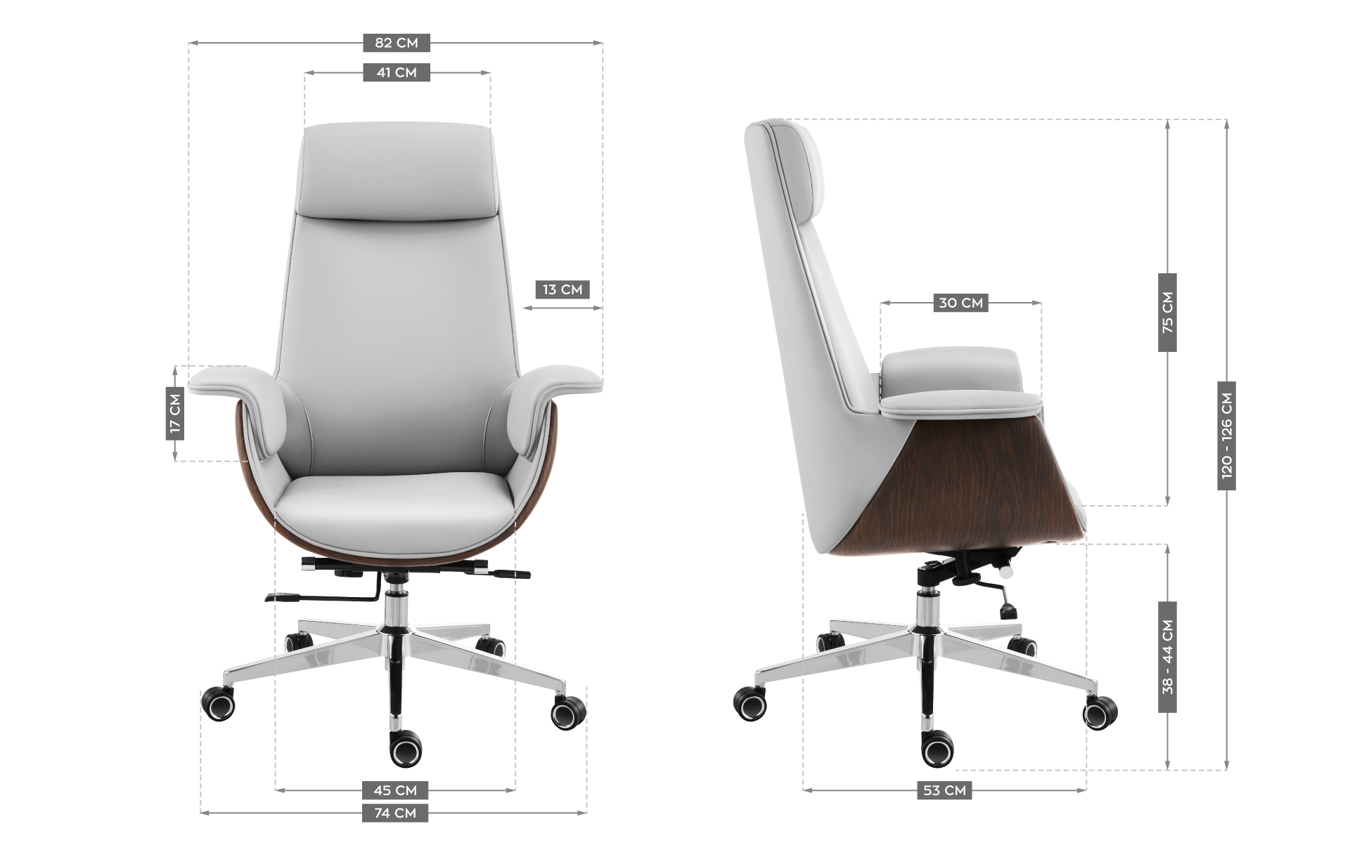 Wymiary fotela Mark Adler Boss 8.2 White