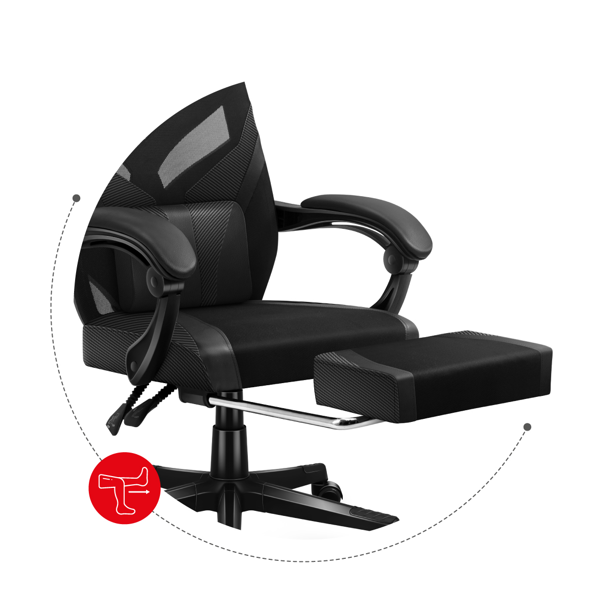 Rozłożony podnożek fotela Huzaro Combat 5.0 Black