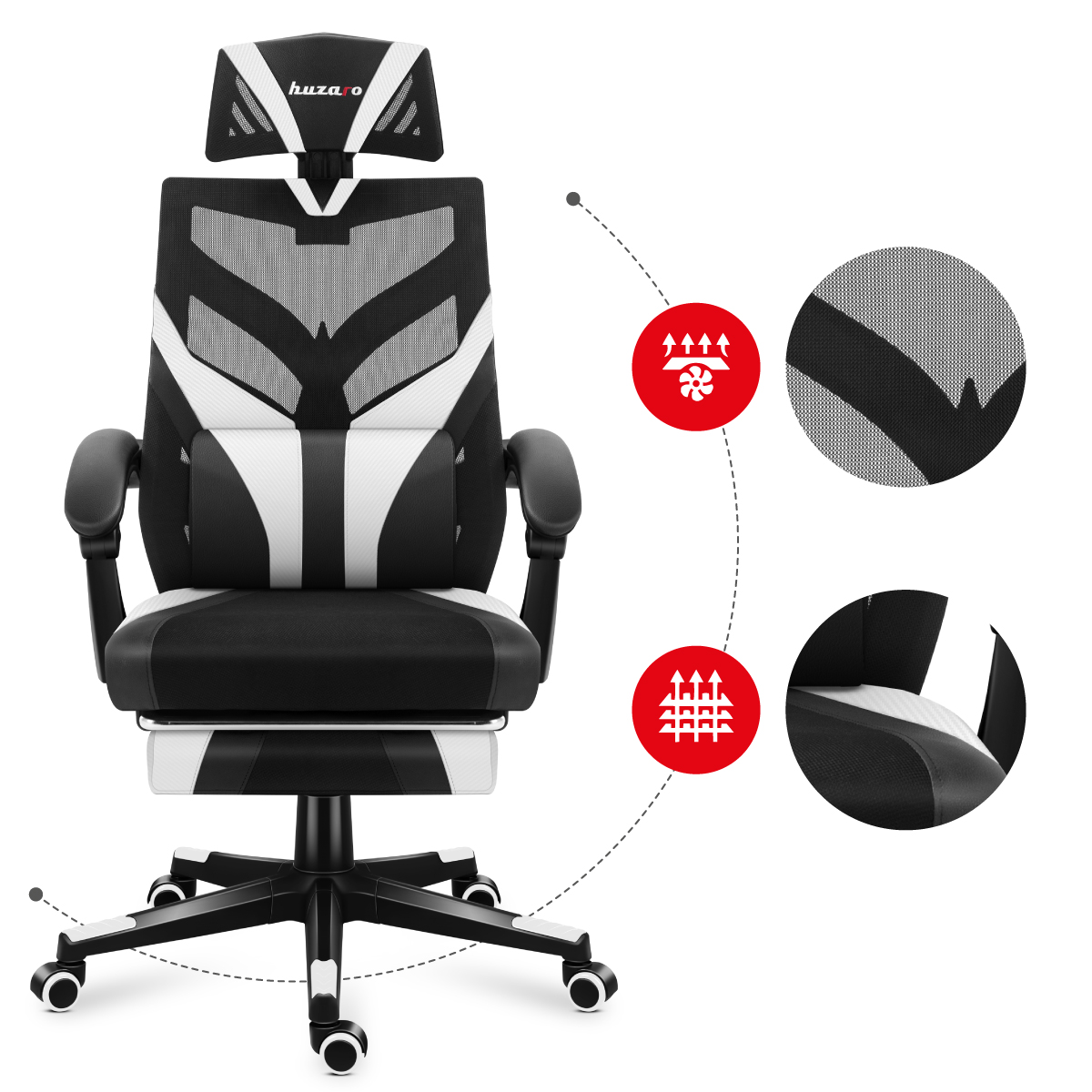 Materiały użyte w fotelu Combat 5.0 White