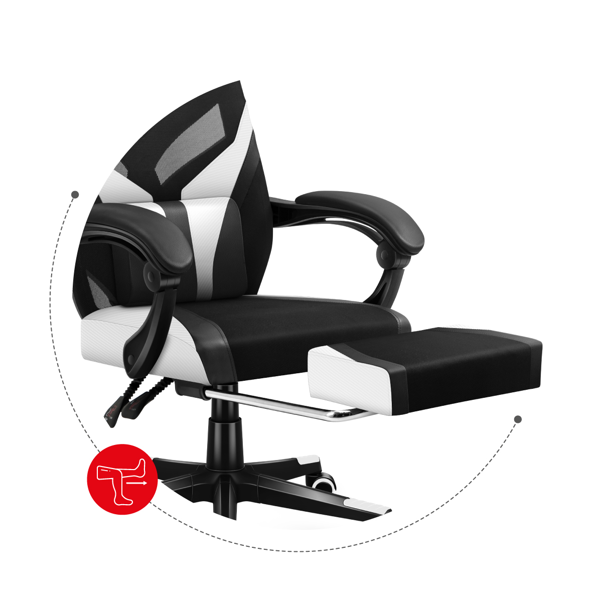 Rozłożony podnożek fotela Huzaro Combat 5.0 White