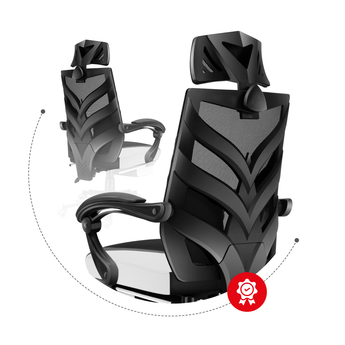 Tył fotela gamingowego Huzaro Combat 5.0 White
