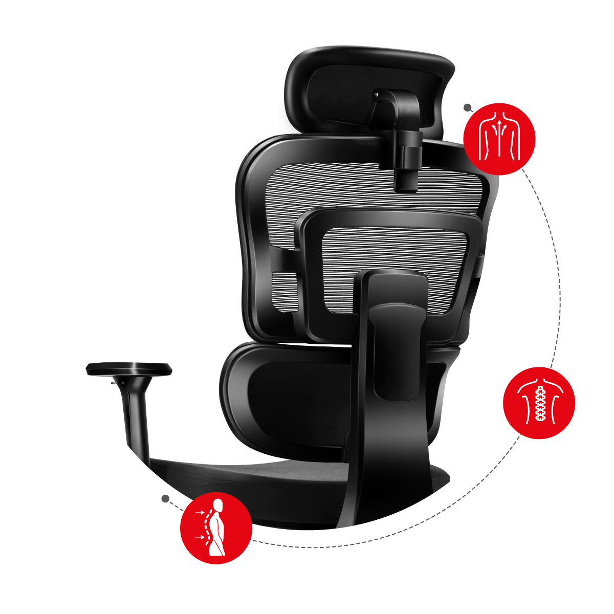Ergonomiczne oparcie w fotelu gamingowym Huzaro Combat 7.0 Black