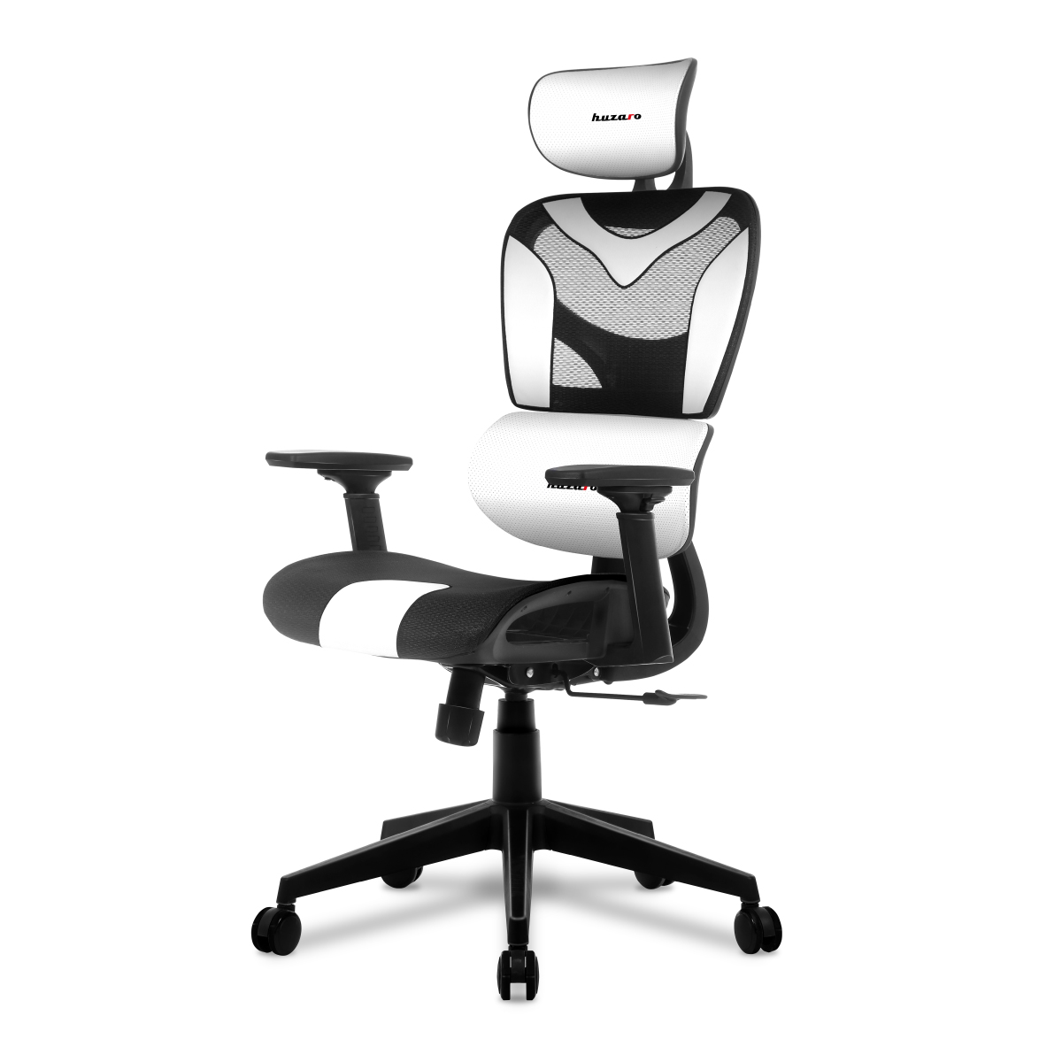 Lewy skos przodu fotela gamingowego White8.0 Black