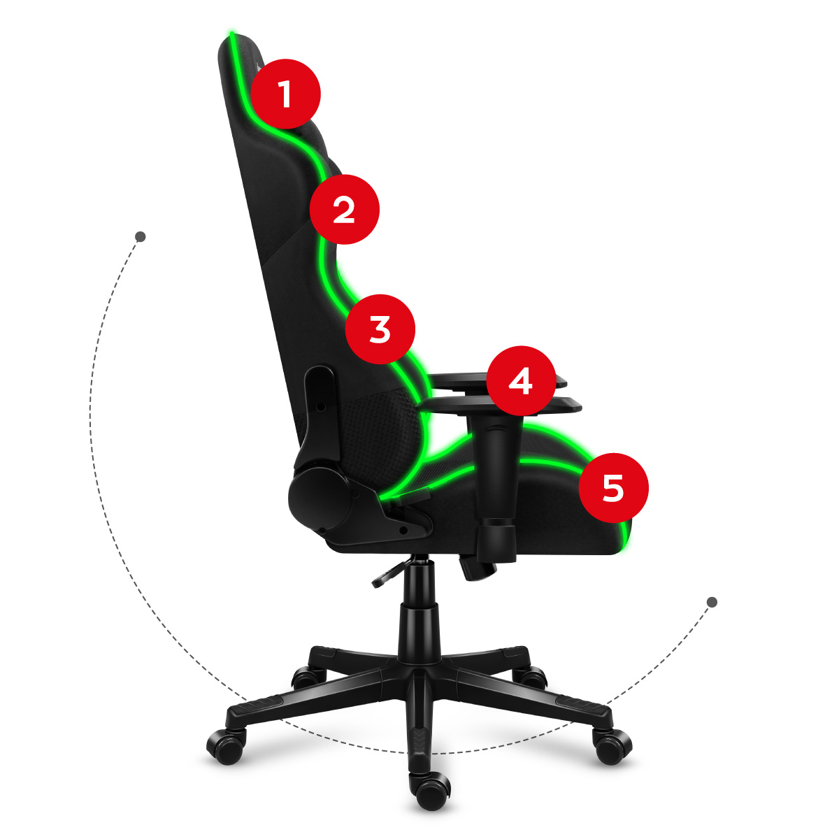 Bok fotela gamingowego Huzaro Force 6.2 Mesh RGB