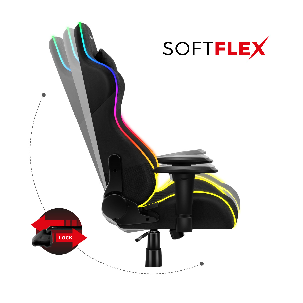 Funkcja SoftFlex fotel dla gracza Huzaro Force 6.2 Mesh RGB