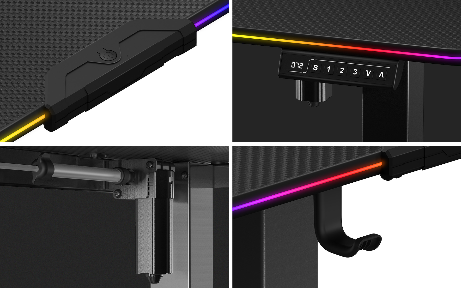 Biurko gamingowe elektryczne Huzaro Hero 8.2 RGB detale