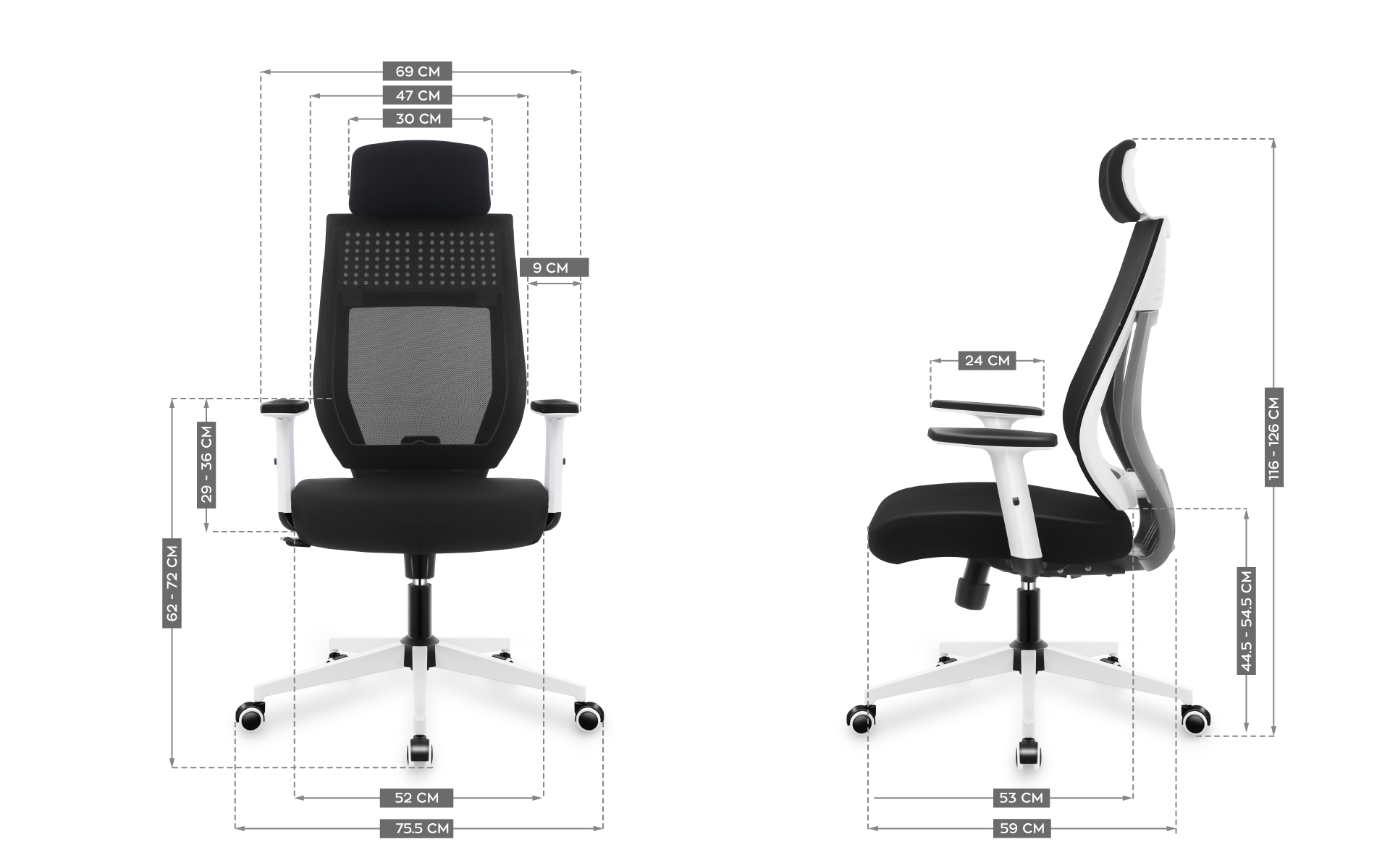 Wymiary fotela Mark Adler Manager 3.9 Black